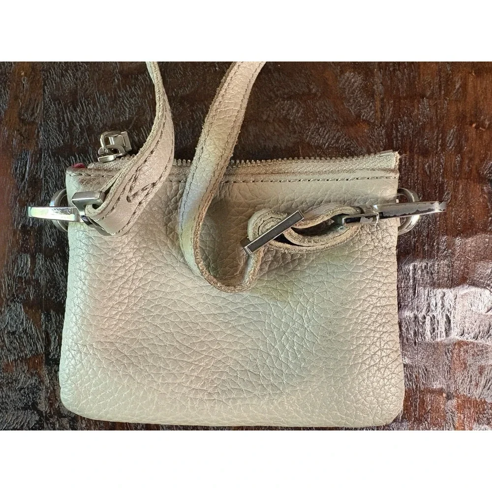 Hammitt Crossbody Wallet Mini Purse Pebbled Leather Red Lining Silver Hardware